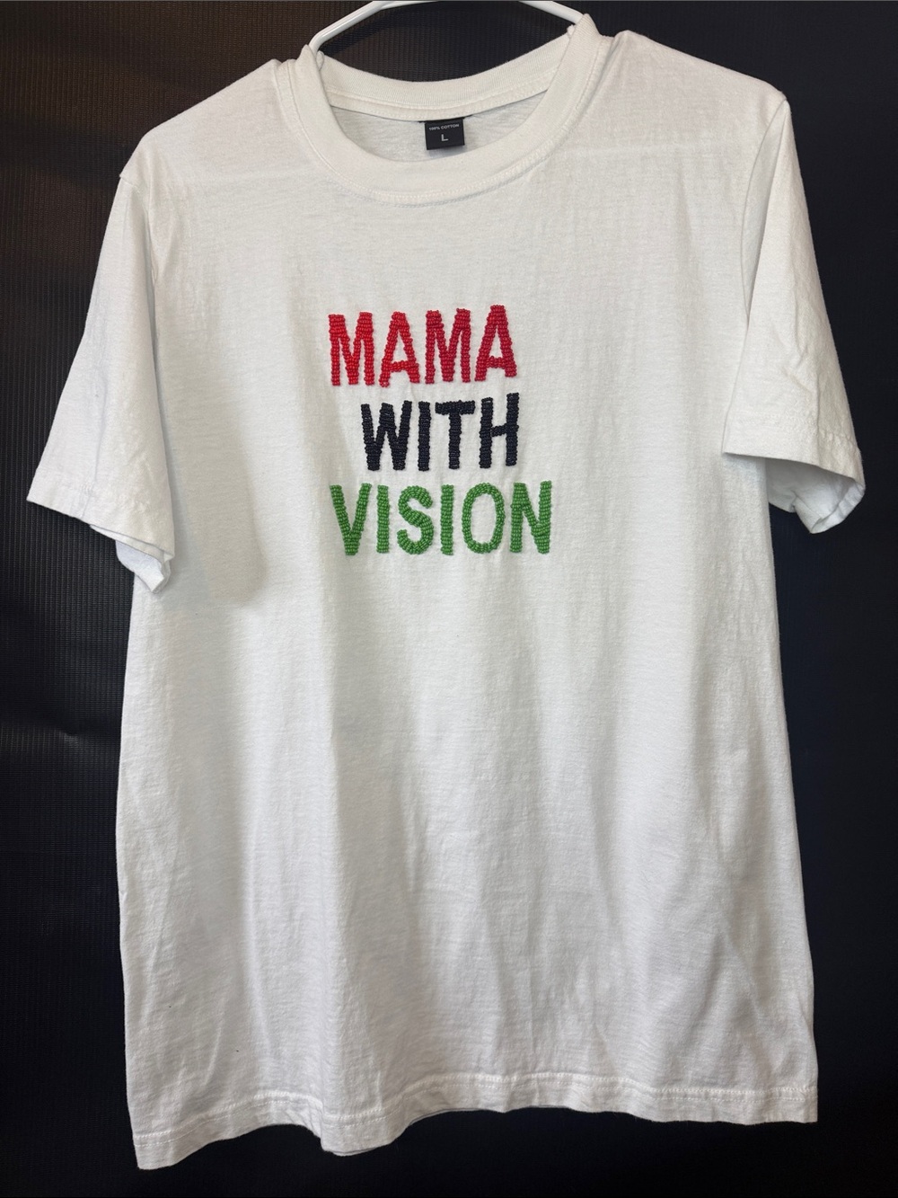 White Short-Sleeve Graphic Tee - "Mama With Vision"